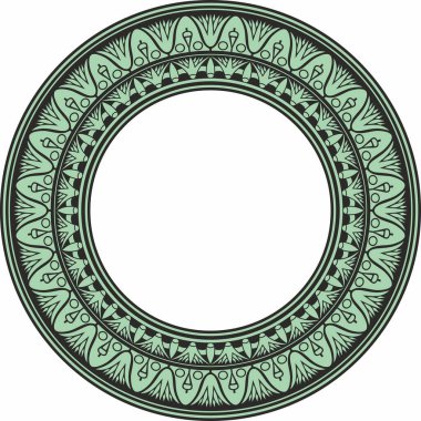 Antik yeşil ve siyah Mısır süsü. Sınırsız ulusal etnik sınır, çerçeve, halka
