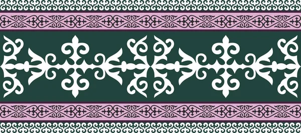 Décoration Nationale Kazakhe Sans Couture Vectorielle Bordure Cadre Motif Sans — Image vectorielle