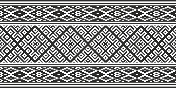 白俄罗斯国家装饰品的矢量单色无缝 民族无尽的黑边 斯拉夫民族的框框 — 图库矢量图片