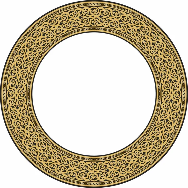 Vector Golden Oriental Ornament Arabic Patterned Circle Iran Iraq Turkey — Vetor de Stock