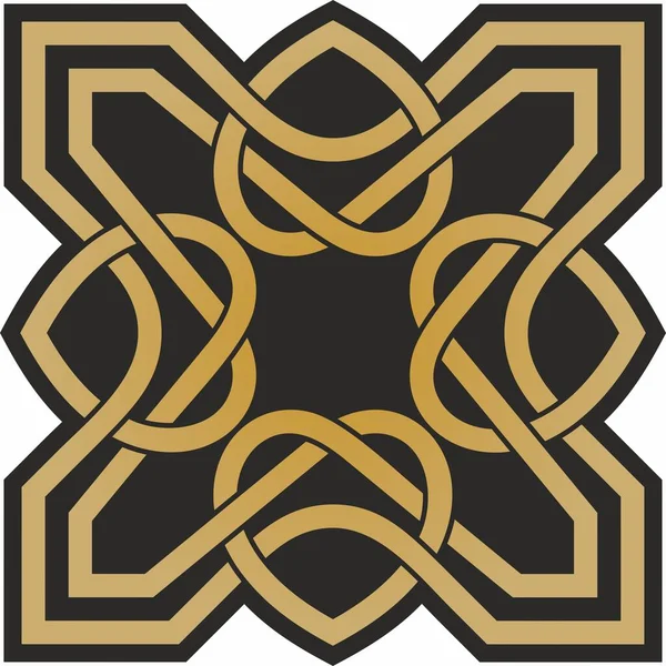 Vector Oro Nudo Celta Negro Adorno Antiguos Pueblos Europeos Signo — Vector de stock