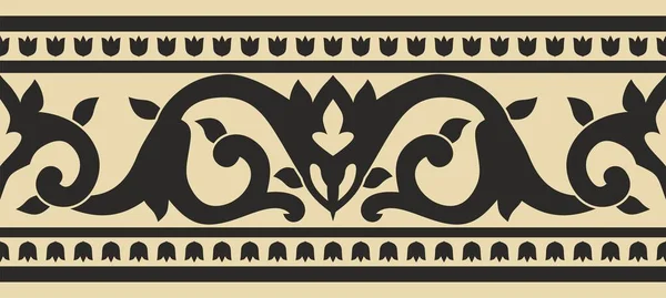 ベクトルゴールドと黒のシームレスなトルコの装飾 無限のオスマン帝国の国境 フレーム — ストックベクタ