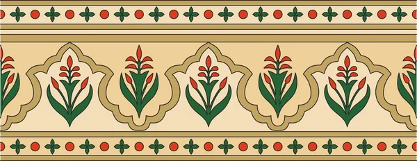 Adorno Color Nacional Sin Costura Vectorial Antigua Persia Frontera Interminable — Vector de stock