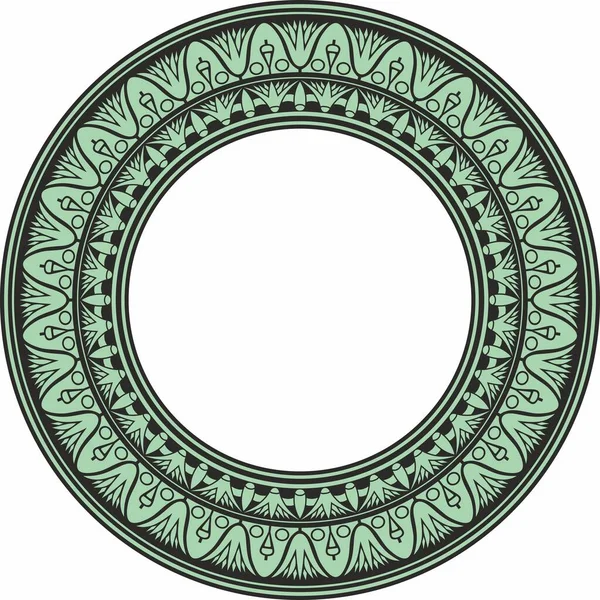 Vector Oude Groene Zwarte Egyptische Ronde Ornament Eindeloze Nationale Etnische — Stockvector