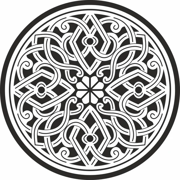 Vektorový Černý Monochrom Kolem Starobylé Byzantské Ornament Klasický Kruh Východořímské — Stockový vektor
