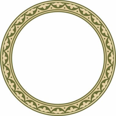 Vektör yeşil ve altın sarısı Kazak ulusal süsü. Büyük Steppe 'deki insanların etnik kalıpları,