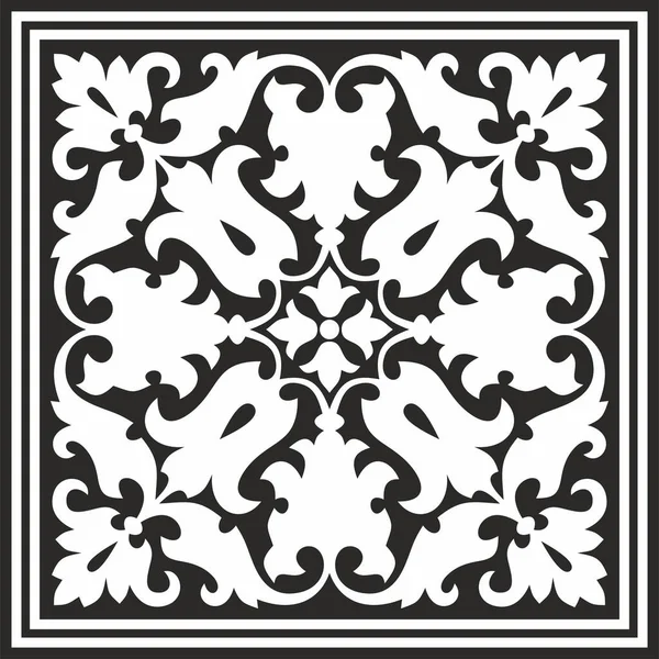 Vector Square Monochrome Black Ornament Ancient Rome Roman Classical European — Stok Vektör