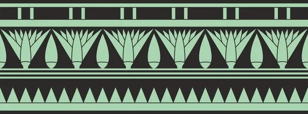 Векторный Древний Зеленый Черный Египетский Бесшовный Орнамент Бесконечная Национальная Этническая — стоковый вектор
