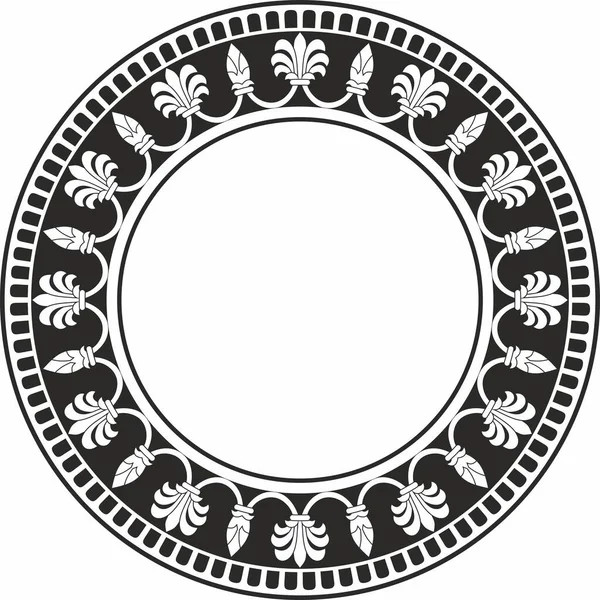 Vettore Rotondo Nero Monocromatico Ornamento Nazionale Persiano Cerchio Cornice Schema — Vettoriale Stock