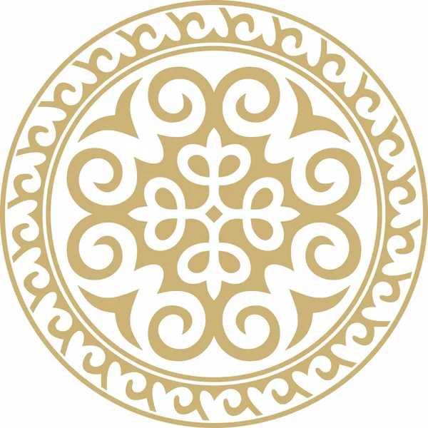 Векторный Золотой Круглый Казахский Национальный Орнамент Этнический Узор Народов Великой — стоковый вектор