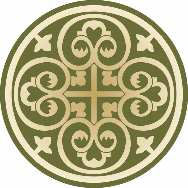 Vector Green Gold Ancient Byzantine Ornament Classical Circle Eastern Roman — Stockový vektor