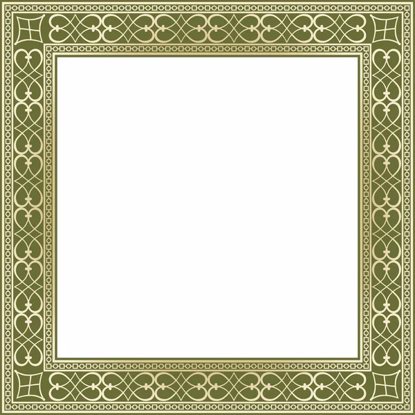 Vektor Gold Und Grüne Quadratische Klassische Renaissance Ornamente Endlose Europäische — Stockvektor