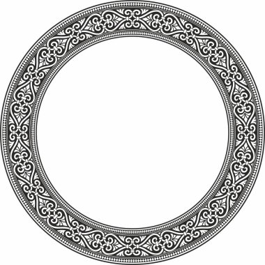 Vector black monochrome round ornament ring of ancient Greece. Classic pattern frame border Roman Empire