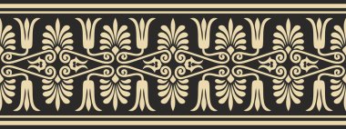 Antik Yunan 'ın altın ve siyah simgesiz süsü. Klasik Sonu Gelmeyen çerçeve Roma İmparatorluğu