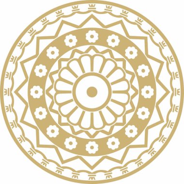 Vector altın yuvarlak antik Pers süsü. Antik uygarlığın ulusal İran çemberi. Bağda.