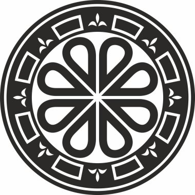 Antik Bizans süsü etrafında siyah tek renkli taşıyıcı. Yunanistan, Doğu Roma İmparatorluğu 'nun klasik çemberi. İstanbul 'un şablon motifleri