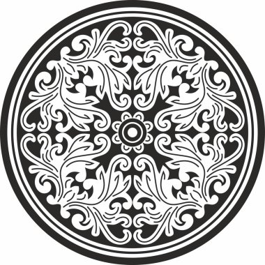 Antik Bizans süsü etrafında siyah tek renkli taşıyıcı. Yunanistan, Doğu Roma İmparatorluğu 'nun klasik çemberi. İstanbul 'un şablon motifleri