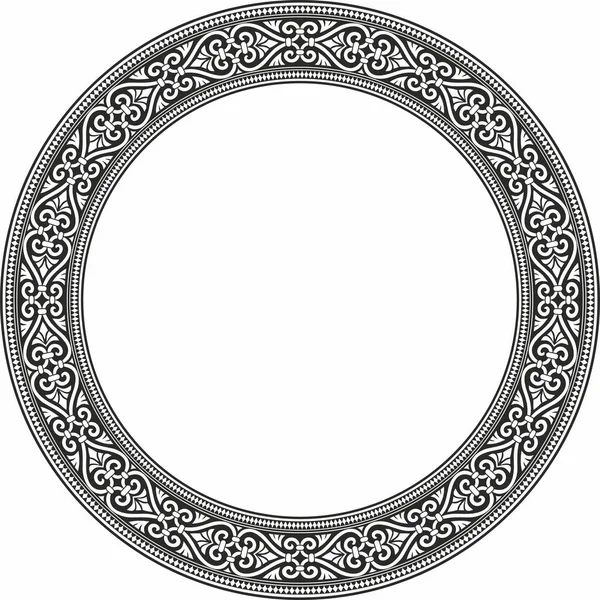 Vector Black Monochrome Ornament Ring Ancient Greece Classic Pattern Frame — Vetor de Stock