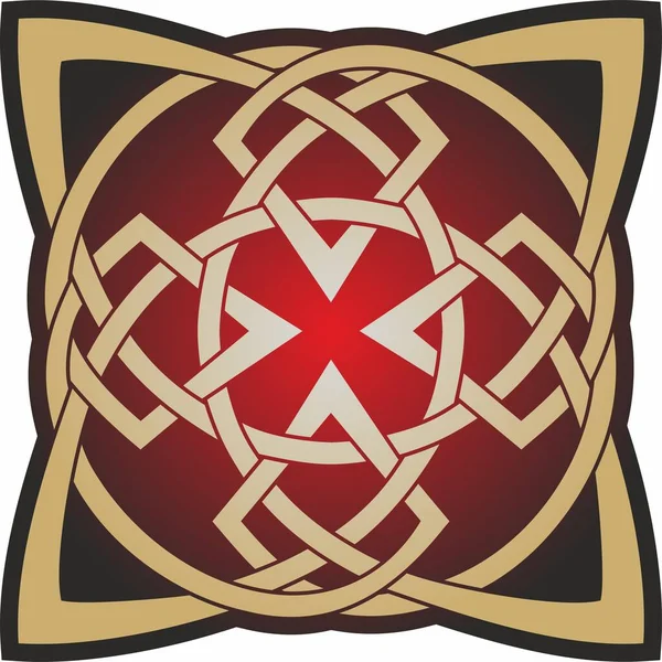 Векторное Золото Красный Кельтский Узел Украшение Древних Европейских Народов Знак — стоковый вектор