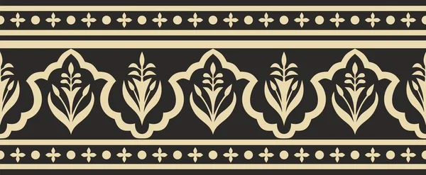 矢量无缝的国家黄金和古代波斯的黑色饰物 伊朗民族无尽的边界 — 图库矢量图片