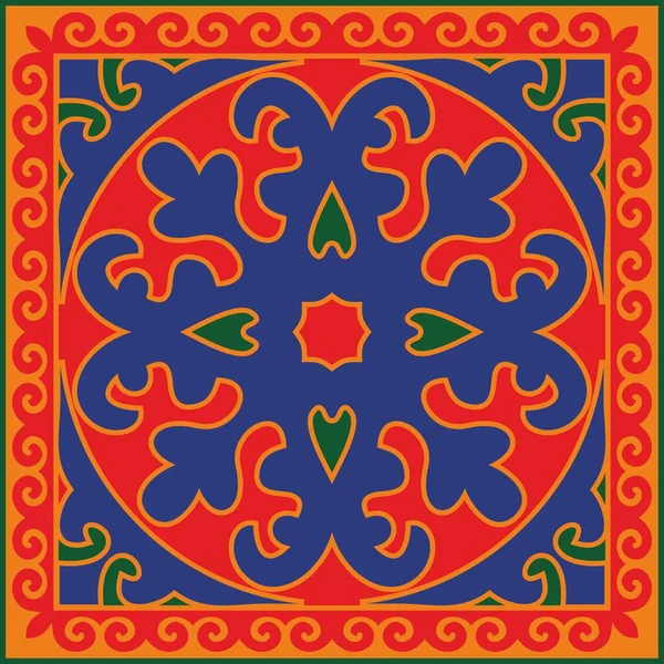 Vektorové Barevné Náměstí Kazachova Národní Ornament Etnický Vzorec Národů Velkého — Stockový vektor
