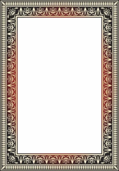 Векторное Квадратное Золото Красным Индийским Национальным Орнаментом Граница Между Этническими — стоковый вектор