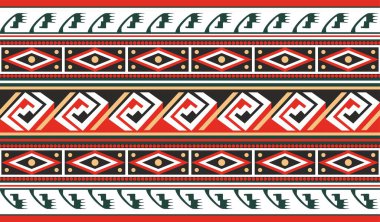 Vector seamless colored border ornament. Native American tribes framework.