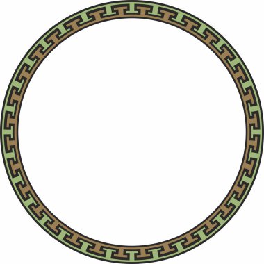 Vektör renkli yuvarlak Çin süsü. Doğu Asya çerçevesi etrafında daire çiz. Kore desenli, Tayvan, Hong Kong
