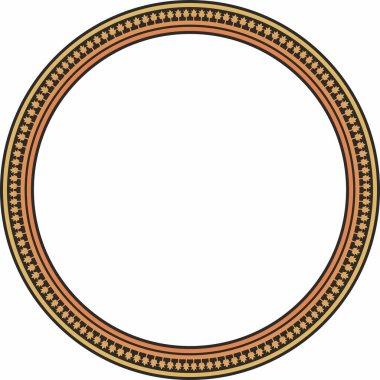 Vektör altın ve turuncu renkli Bizans süsü. Çember, sınır, Antik Yunan ve Doğu Roma İmparatorluğu 'nun çerçevesi. Rus Ortodoks Kilisesi Dekorasyonu