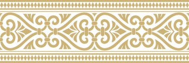 Vector golden seamless ornament of ancient Greece. Classic Endless pattern frame border Roman Empire