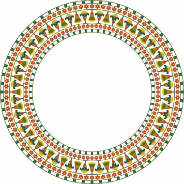 Vector colorful round Egyptian border. circle, ring Ornaments of Ancient Egypt. Geometric African frame.