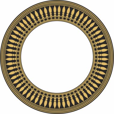 Altın vektör Mısır sınırında. Eski Afrika 'nın çember süsü. Nilüfer çiçekleri ve güneş deseni.