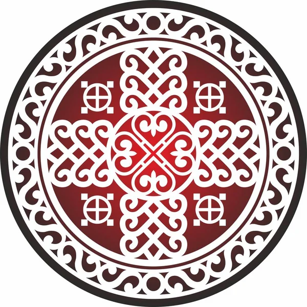 Векторно Красный Чёрном Фоне Якутский Круглый Орнамент Круг Предков Северных — стоковый вектор