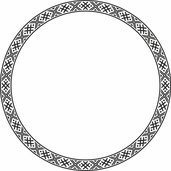 Vector Monochrome Seamless Belarusian National Ornament Ethnic Endless Circle Black — Stok Vektör