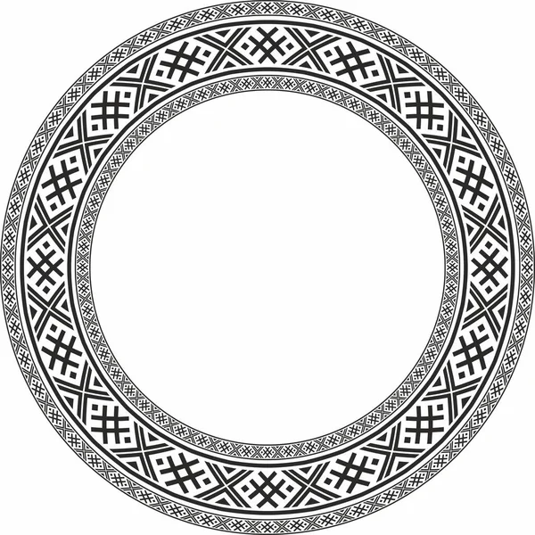 Vector round monochrome seamless Belarusian national ornament. Ethnic endless circle black border, Slavic peoples frame. 