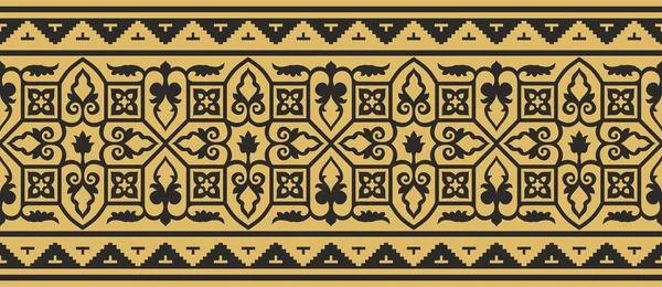 Vector Golden Seamless Byzantine Border Frame Endless Greek Pattern Drawing — Stock Vector