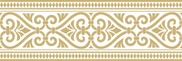 Vector Golden Seamless Ornament Ancient Greece Classic Endless Pattern Frame — Stockvector