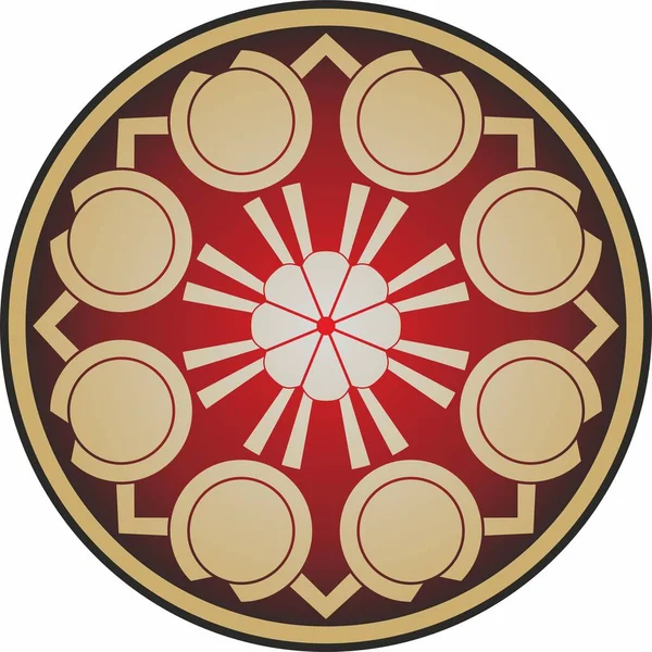 Вектор Черный Красный Круглый Турецкий Орнамент Бесконечный Оттоманский Национальный Круг — стоковый вектор