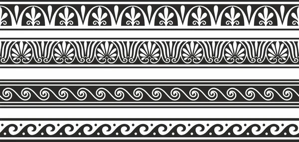 Set Van Vector Monochroom Naadloze Griekse Klassieke Ornament Patroon Voor — Stockvector