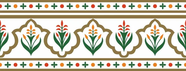 Adorno Color Nacional Sin Costura Vectorial Antigua Persia Frontera Interminable — Vector de stock