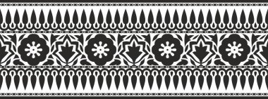 Kusursuz ulusal Hint süsü. Tek renkli siyah sonsuz kenar, çerçeve