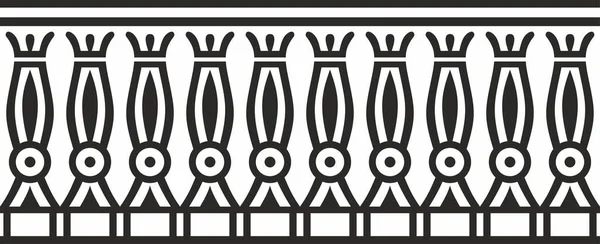 Vetor Monocromático Fronteira Egípcia Sem Costura Endless Black Ornaments Ancient — Vetor de Stock