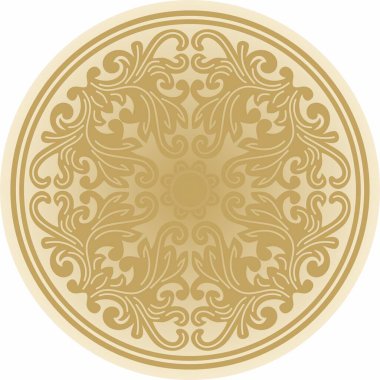 Vector altın yuvarlak antik Bizans süsü. Yunanistan, Doğu Roma İmparatorluğu 'nun klasik çemberi. İstanbul 'un şablon motifleri