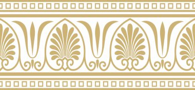 Vektör altın dikişsiz klasik Yunan süsü. Sonsuz Avrupa modeli. Sınır, çerçeve Antik Yunan, Roma İmparatorluğu
