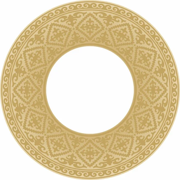 Vector Gouden Ronde Kazachse Nationale Ornament Etnische Patroon Van Volkeren — Stockvector