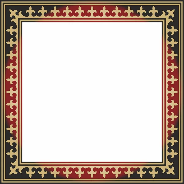 Vector Rood Met Gouden Vierkant Kazachse Nationale Ornament Etnisch Patroon — Stockvector