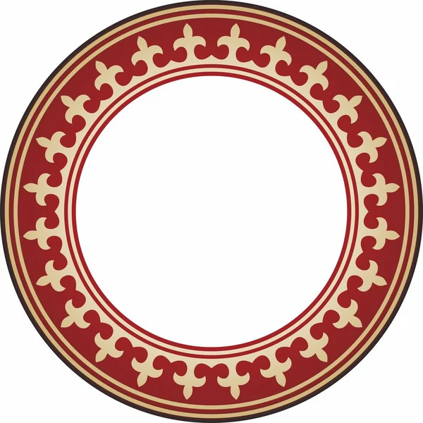 Vettore Rosso Oro Rotondo Ornamento Nazionale Kazako Schema Etnico Dei — Vettoriale Stock