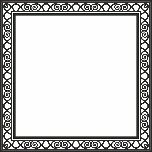 Vector Monochromes Schwarzes Quadrat Klassisches Renaissance Ornament Endlose Europäische Grenze — Stockvektor