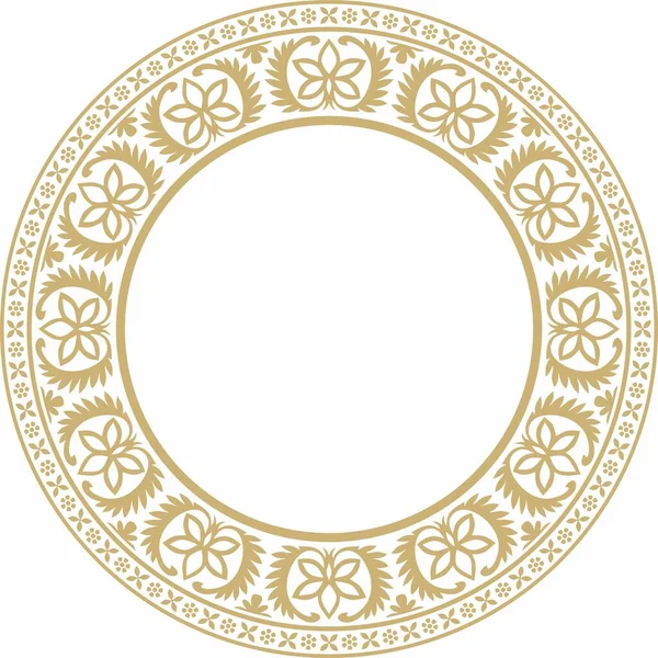 stock vector Vector round golden Indian national ornament. Ethnic plant circle, border. Frame, flower ring. Poppies and leaves