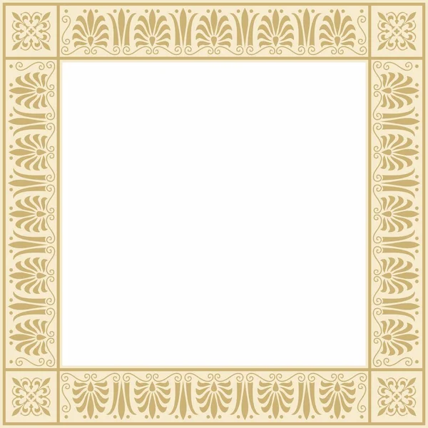 ベクトル黄金の正方形の古典的なギリシャの装飾 ヨーロッパの装飾品 フレーム古代ギリシャ ローマ帝国 — ストックベクタ